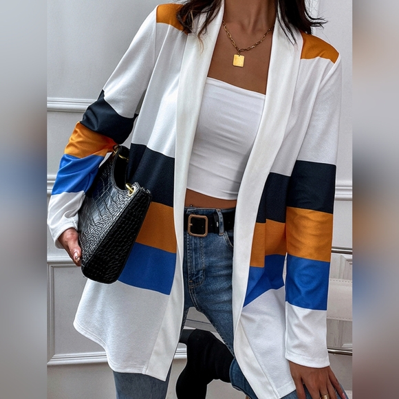 Color Wave Open Front Cardigan - Mustard - Picture 2 of 4